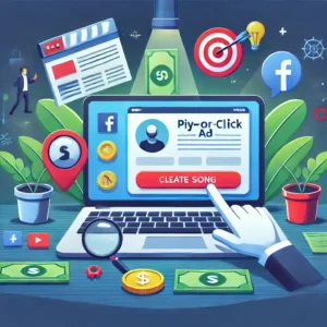 PPC Illustration of a pay per click ad on a social media platform like Facebook or Google