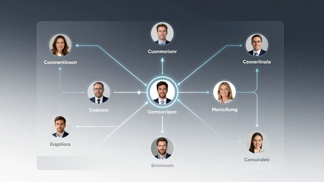 Modern CRM interface with interconnected customer data.